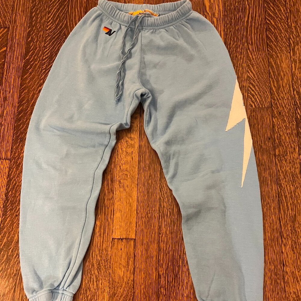 aviator nation blue lightning bolt sweatpants